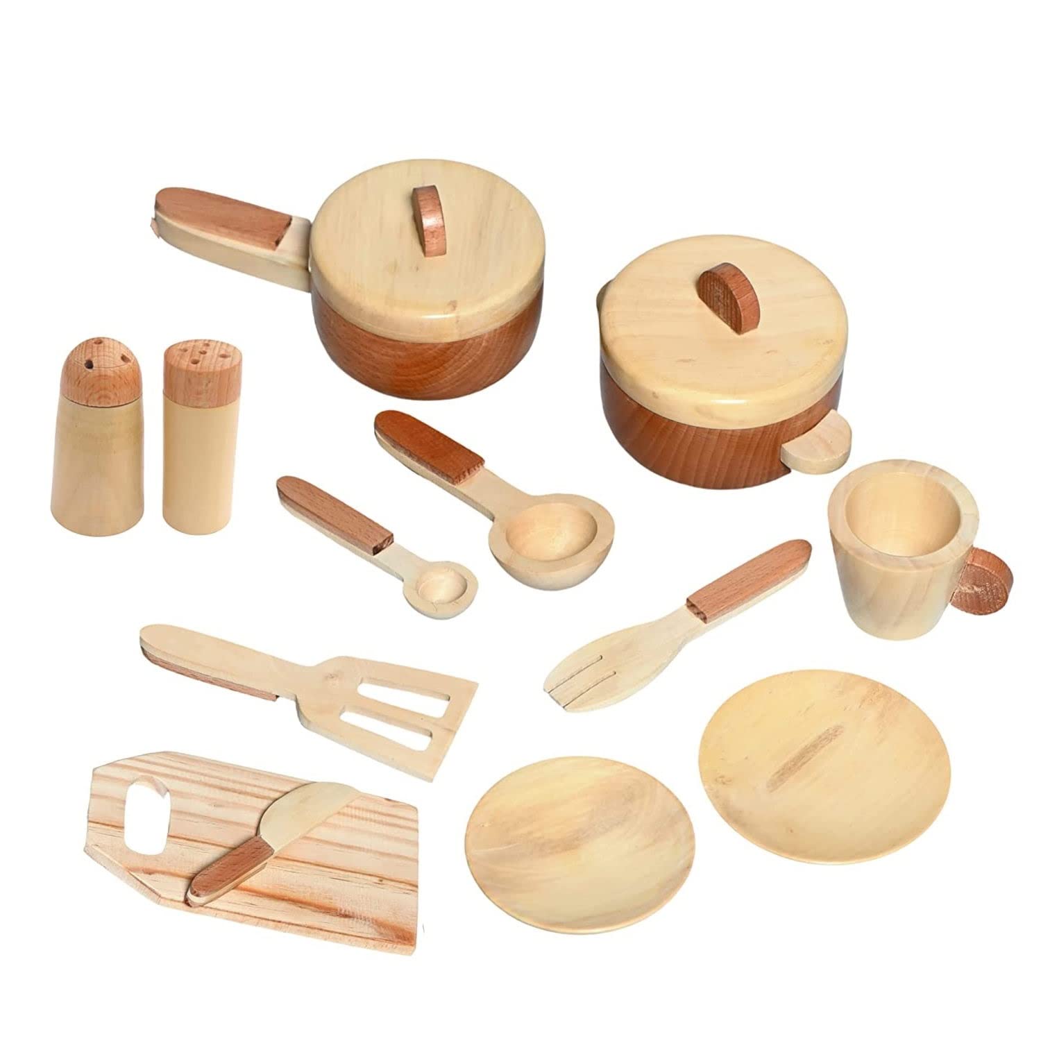 Channapatna Toys Wooden Montessori Kitchen Toy Set Natural Cooking Sets Pretend Play Toys for Little Boys and Girls and Kids Age 3+ (Premium) (B0BWS82JPP) Amazon Price History, Amazon Price Tracker