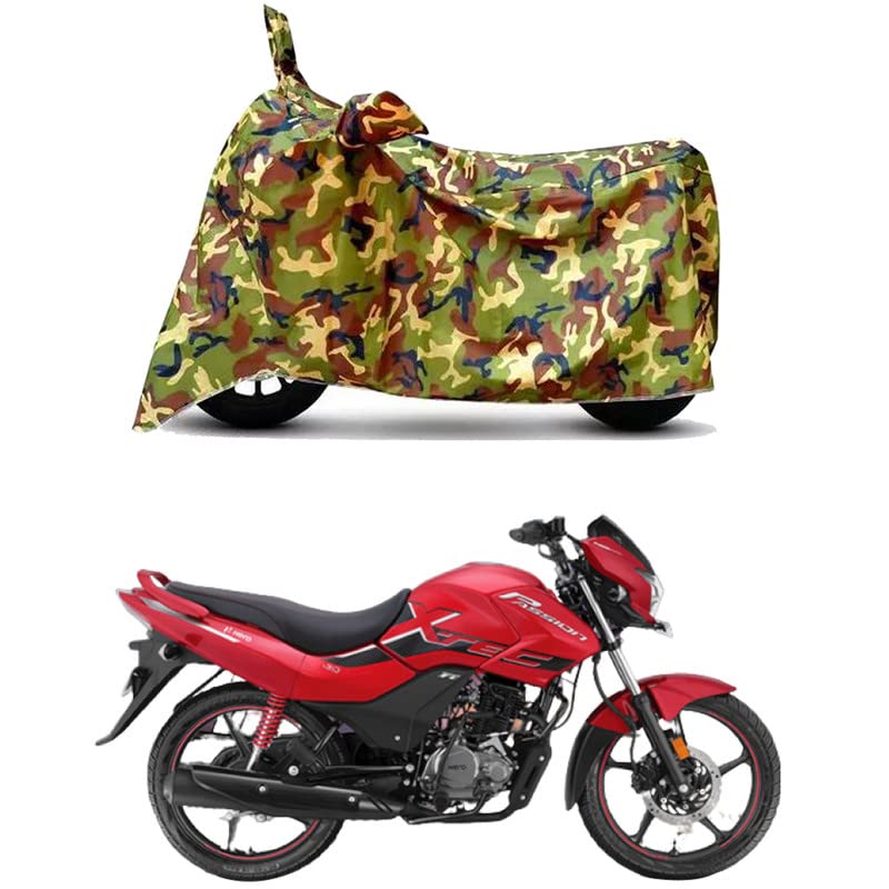 Image of Waterproof 100% PVC Coated Bike Scooty Two Wheeler Body Cover Compatible For Hero Passion Pro XTec Disc /UV-Rays /Heat Protection /Birds Dropping /Scratchproof /Dust proof /All [6X6 Jungle Print]