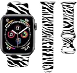 Watch Band Compatible with Apple Watch 38mm 40mm 41mm 42mm 44mm 45mm Soft Silicone Wristbands Replacement Strap with Classic Clasp for iWatch Series SE 8 7 6 5 4 3 2 1 Utral for Women(zebra)