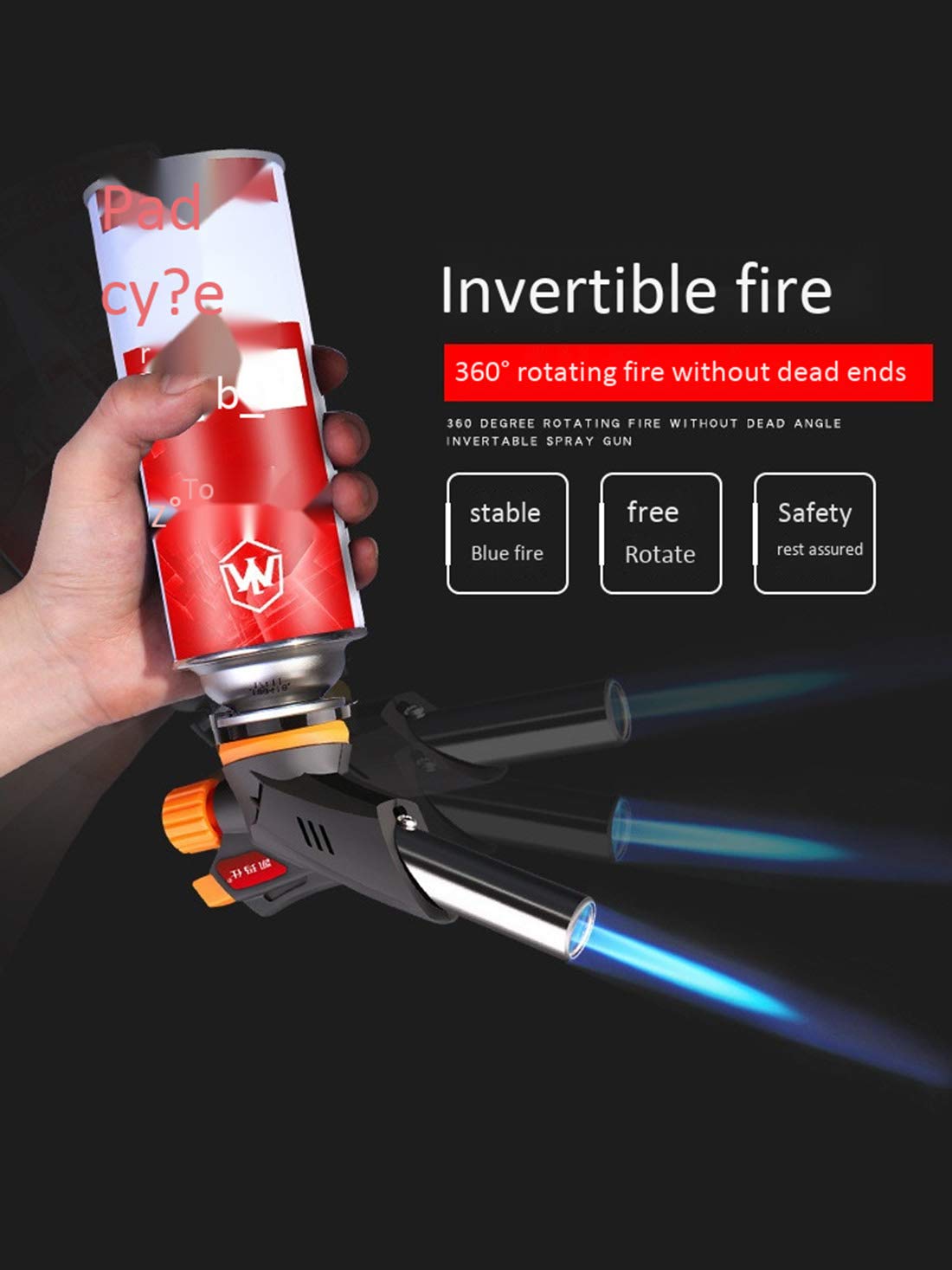 Flamme Réglable de Briquet de Butane de Cuisine de Chalumeau avec L'invertable Approprié Au Barbecue/a La Crème/a La Cuisson/a La Soudure