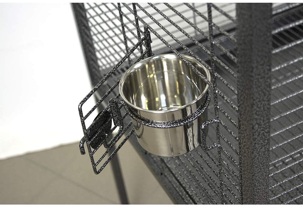 Pet's Solution - Gabbia per Pappagalli e Grandi Uccelli con Posatoi, Ciotole, Ruote, Griglia e Vassoio Estraibile, Nera - Dimensioni Esterne 76x60x156h cm