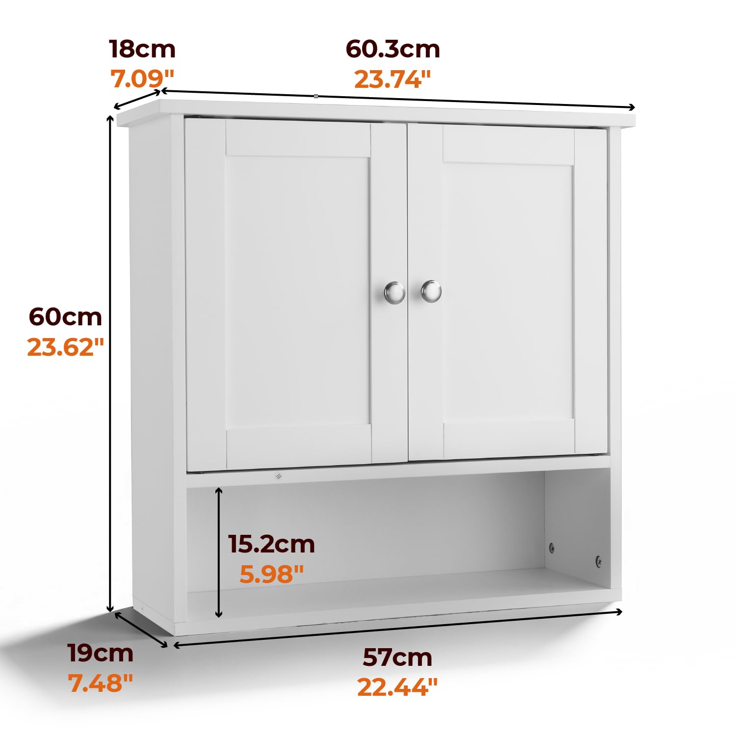LEADZM Armoire Murale Salle de Bain, Meuble WC Suspendu avec 2 Portes, Étagère Réglable, Placard de Rangement pour Toilette, Salon (Style 2, Blanc)