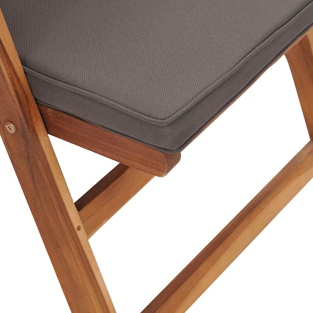 vidaXL 2X Teca Maciza Sillas de Jardín Reclinables y Cojines Asiento de Terraza Patio Parque Exterior Interior Aire Libre Plegable Gris