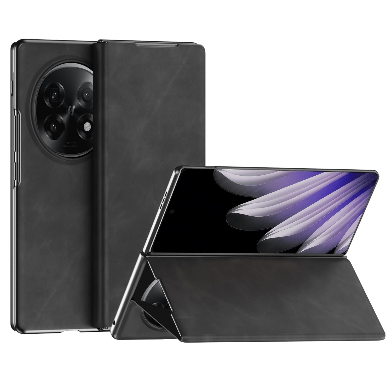 Compatible with Oppo Find N5 2025 Case,Leather Folio Flip Magnetic Slim Phone Cover Case Drop Protection Shockproof Protective Cover with Kickstand (Black)