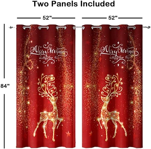 Miniatura 6 de YOSTEV Juego de 2 paneles de cortinas de Navidad rojas para sala de estar, cortinas de terciopelo rojo Xams de 84 pulgadas de largo, cortinas de