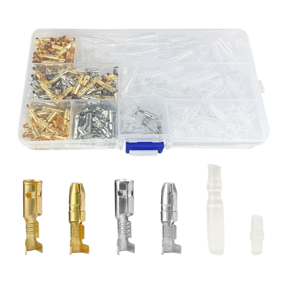 400PCS Bullet Connectors Kit, 3.9mm Male & Female Bullet Wire Connectors, Brass Bullet Crimp Terminal Connectors with Insulation Sleeve, Car