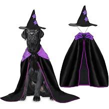 Rypet Halloween Dog Witch Costume Set Hat & Cape for Medium Large Dogs, L