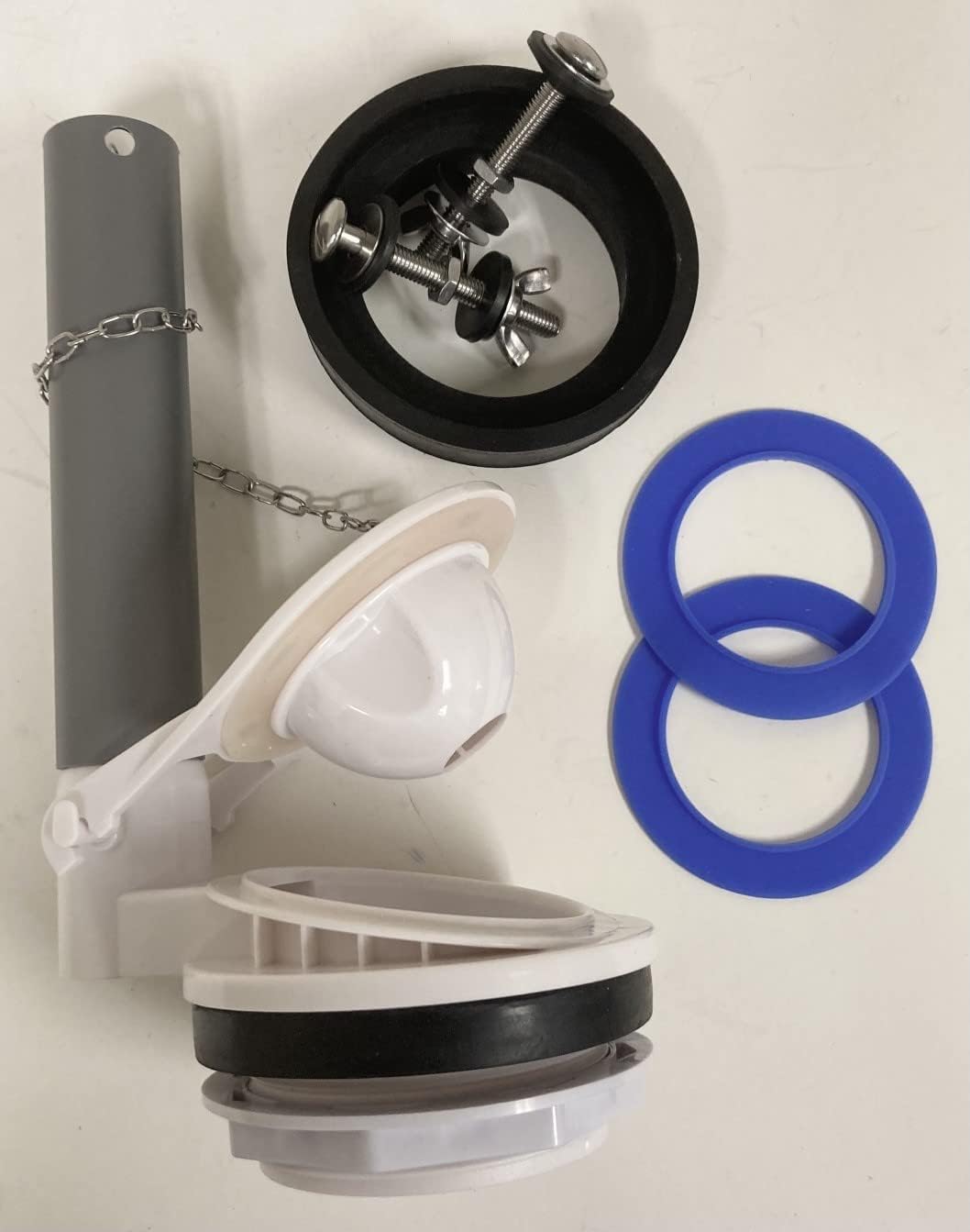 Flush Valve Assembly for two Piece Toilet with Installation Hardware and Extra Silicone Seals