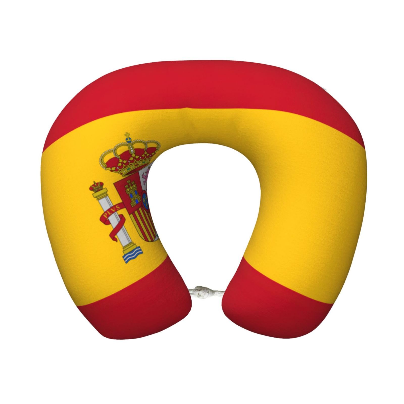 peiyeety Spanish Flag Print Custom U-Shaped Pillow,Memory Foam Cervical Neck Travel Pillow,for Home,Camping,Travelling