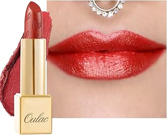 Orange Red Lipstick for Women with Metallic 3D Shine Lightweight Hydrating Formula, High Impact Lip Color, Vegan Beauty, Full Coverage Lip Makeup, Dangerous(02)