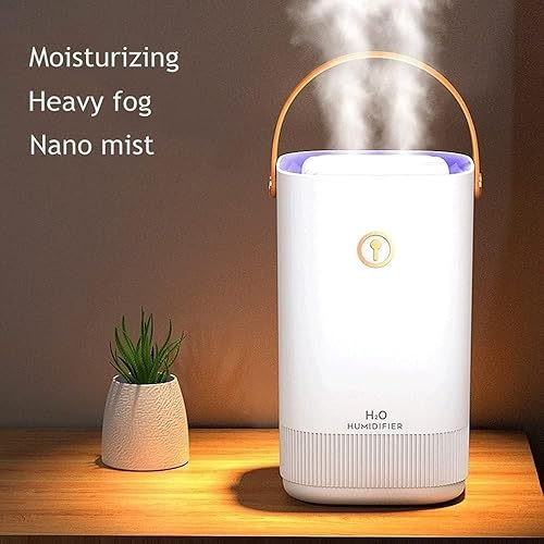 Miniatura 7 de Humidificadores, Doble Boquilla Hogar Humidificador de Aire de Niebla Pesada de Gran Capacidad 111.6 fl oz Mist Maker Atomizador 7 Color LED Luz USB