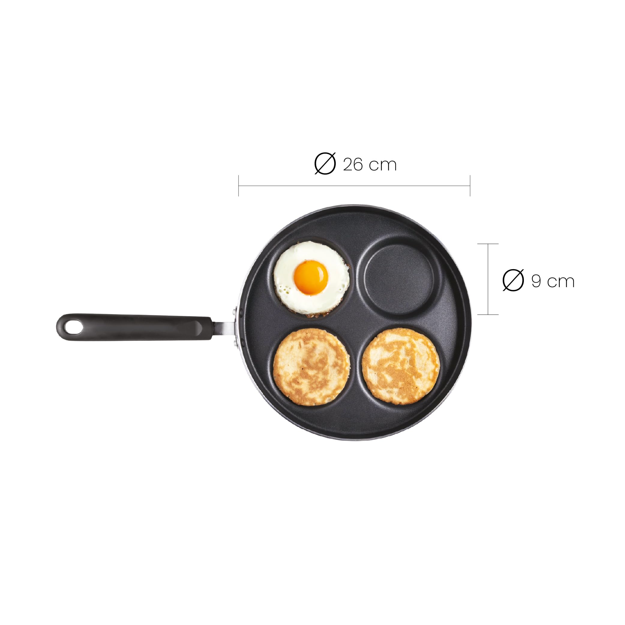 Ibili Patelnia do 4 mini naleśników Indubasic, 26 cm, aluminium, powłoka zapobiegająca przywieraniu, odpowiednia do płyty indukcyjnej