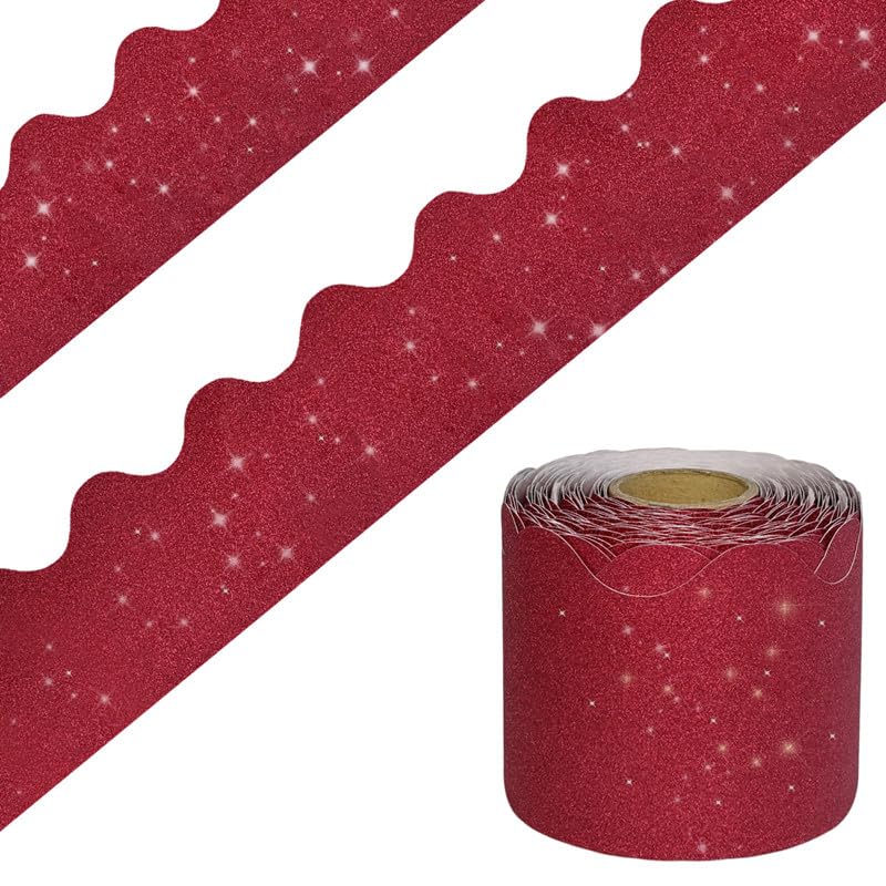 DMJUNCONG 68.9 Feet Glitter Bulletin Board Border Scalloped Bulletin Board Trim for Classroom Decoration,Bedroom Wall Decoration,Home Decoration,