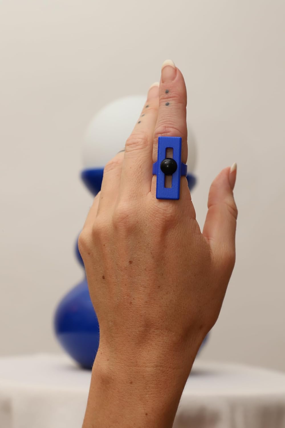 Calm Ring Anxiety Relief Ring with Silicone Ball, Blue, Breathwork and Nervous System Reset Tool