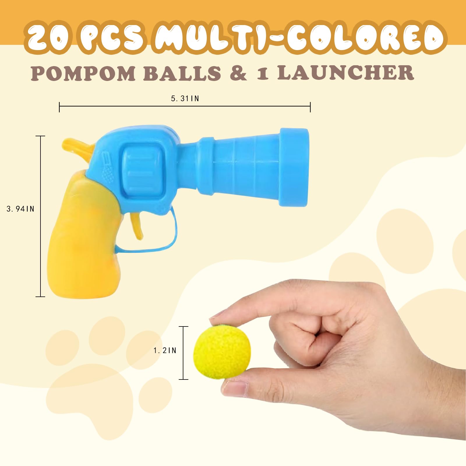 RILYSUN Ball Launcher Toys for Cats Interactive Toys for Cats Pompom Balls with Launcher and Colorful Soft Pompom Balls (20 Balls & 1 Launcher) - Image 2