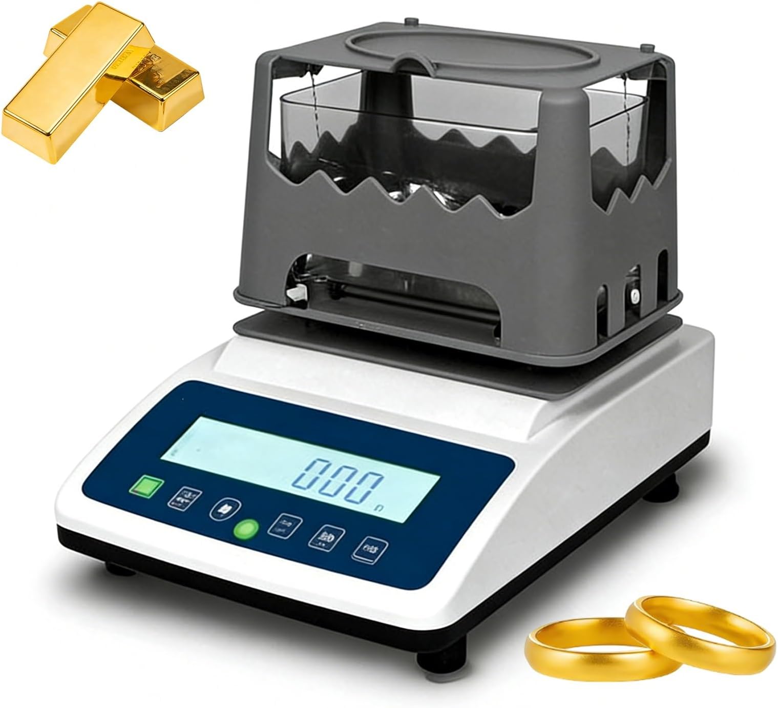 Professional Precious Metal Testing Machine, Gold K Value Tester with ABS Measuring Station & Adjustable Feet, Electronic Density Meter for Jewelry Bank Pawn Industry(600g)
