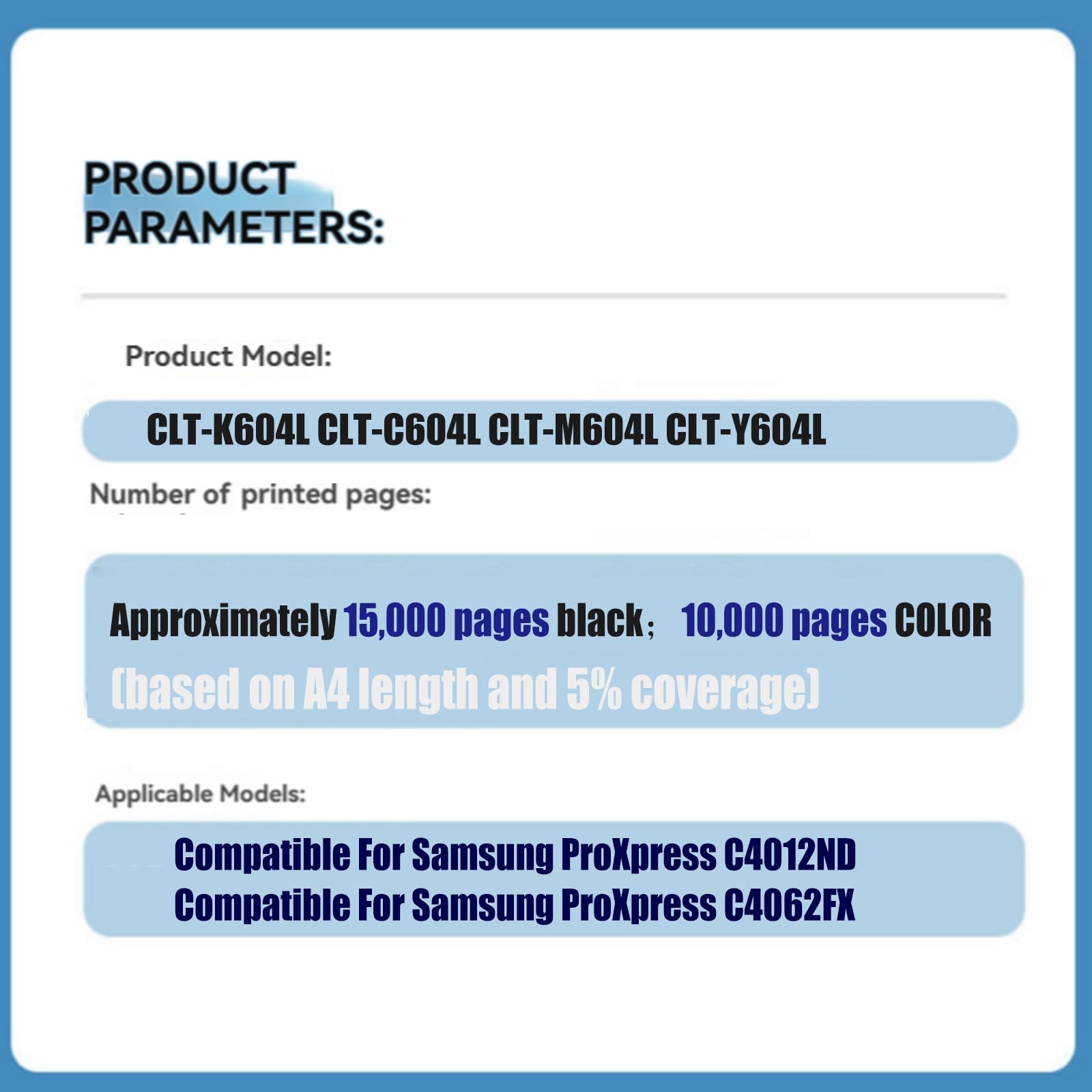 Cartuccia di Toner di Sostituzione Compatibile CLT-C604L per Samsung