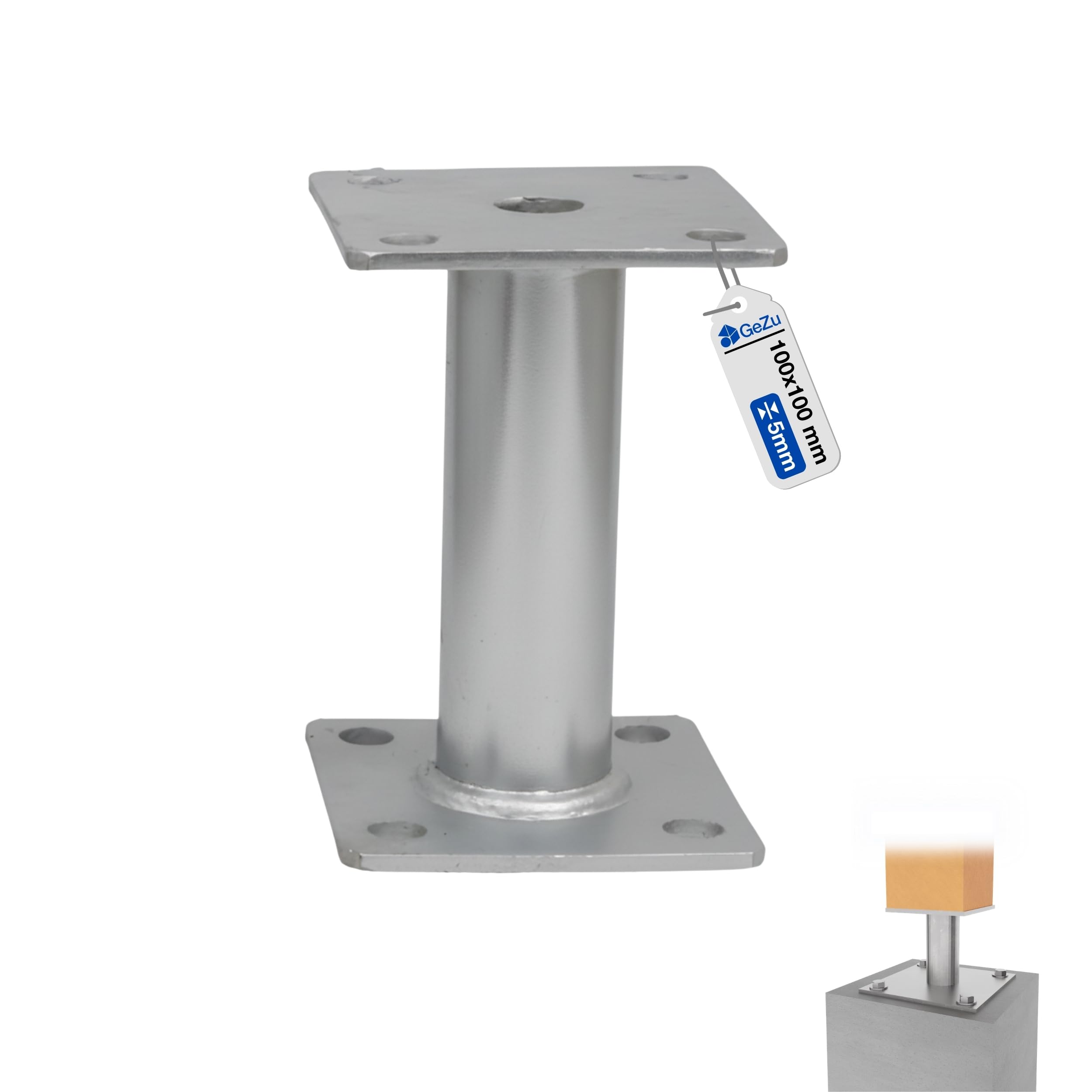 GeZu Impex Post Support 100 x 100 mm Hot Dip Galvanised Holder Elevated Base