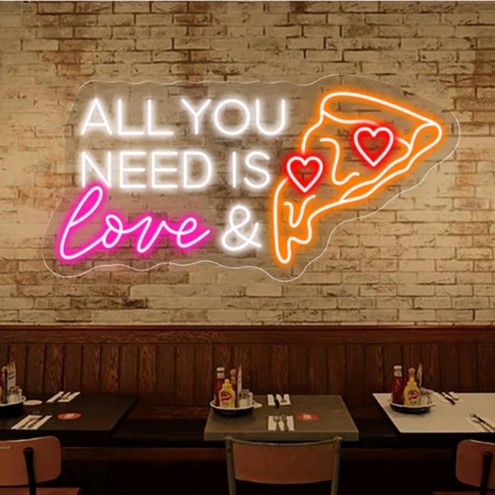All You Need Is Love & Pizza,Custom Pizza Fast Food LED Neon Sign