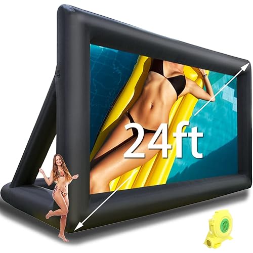 24ft Inflatable Projection Screen for Outdoor, Inflatable Projection Screen, Front and Rear Projection - Seamless, Inflatable Blower Included, Easy Setup