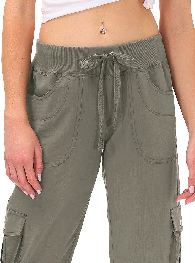 MoFiz Damskie spodnie cargo capri turystyczne lekkie szybkoschnące outdoorowe sportowe podróże na co dzień luźne wygodne urocze kieszenie