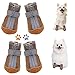 Dog Shoes for Small Dogs, Puppy Dog Boots & Paw Protector for Winter Snow Day, Summer Hot Pavement, Waterproof in Rain Weather, Ourdoor Hiking, Indoor Hardfloors with Anti Slip Sole 4PCS/Set