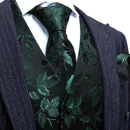 Image of Barry.Wang Formal Men Flower Vest Paisley Jacquard Silk Ties Suit Waistcoat Set Wedding 5PCS