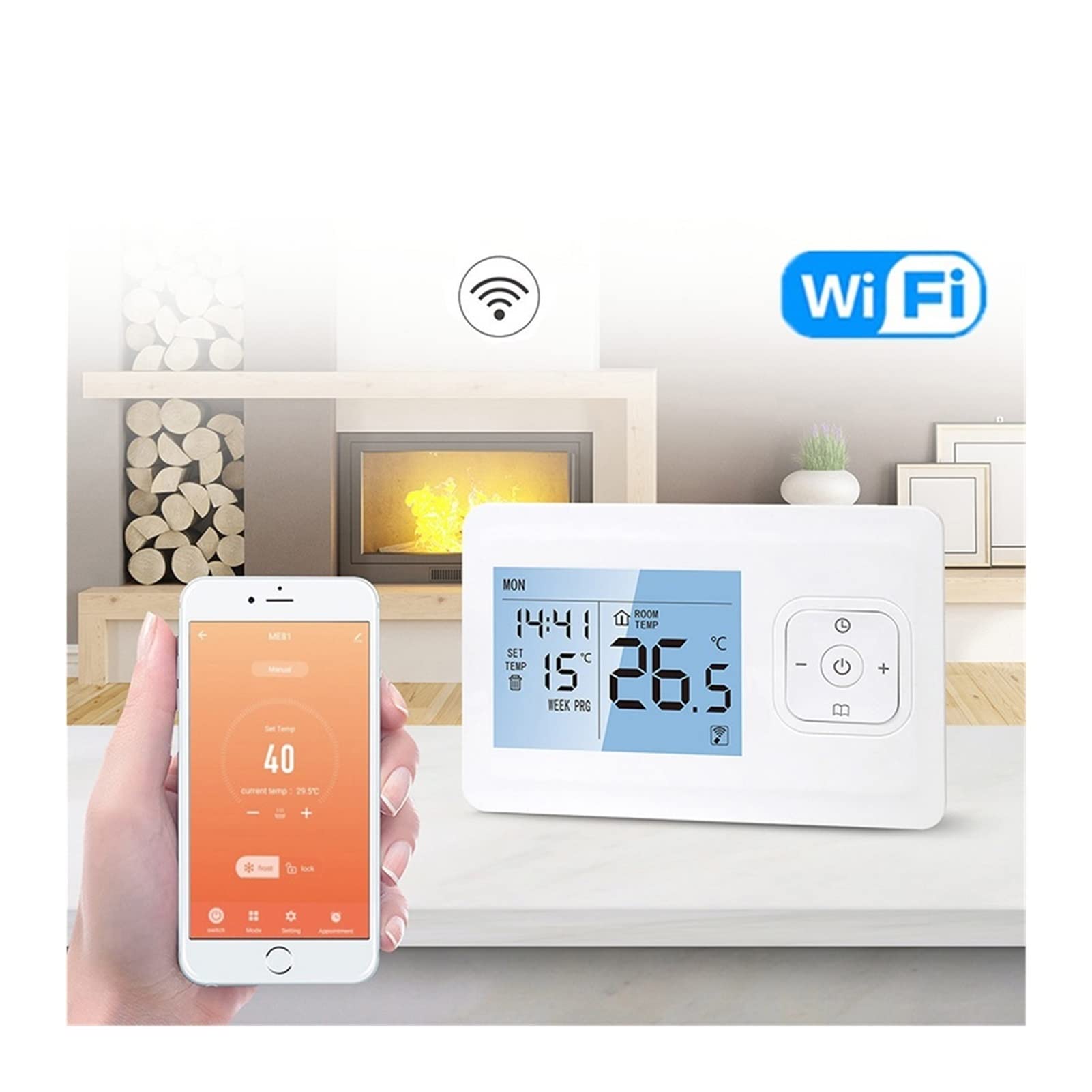 Termometro da interno igrometro digitale WiFi Smart Termostato Controller di temperatura programmabile for la caldaia a gas dell'acqua Attuatore Room Riscaldamento Home Tuya Termostato Con display LCD