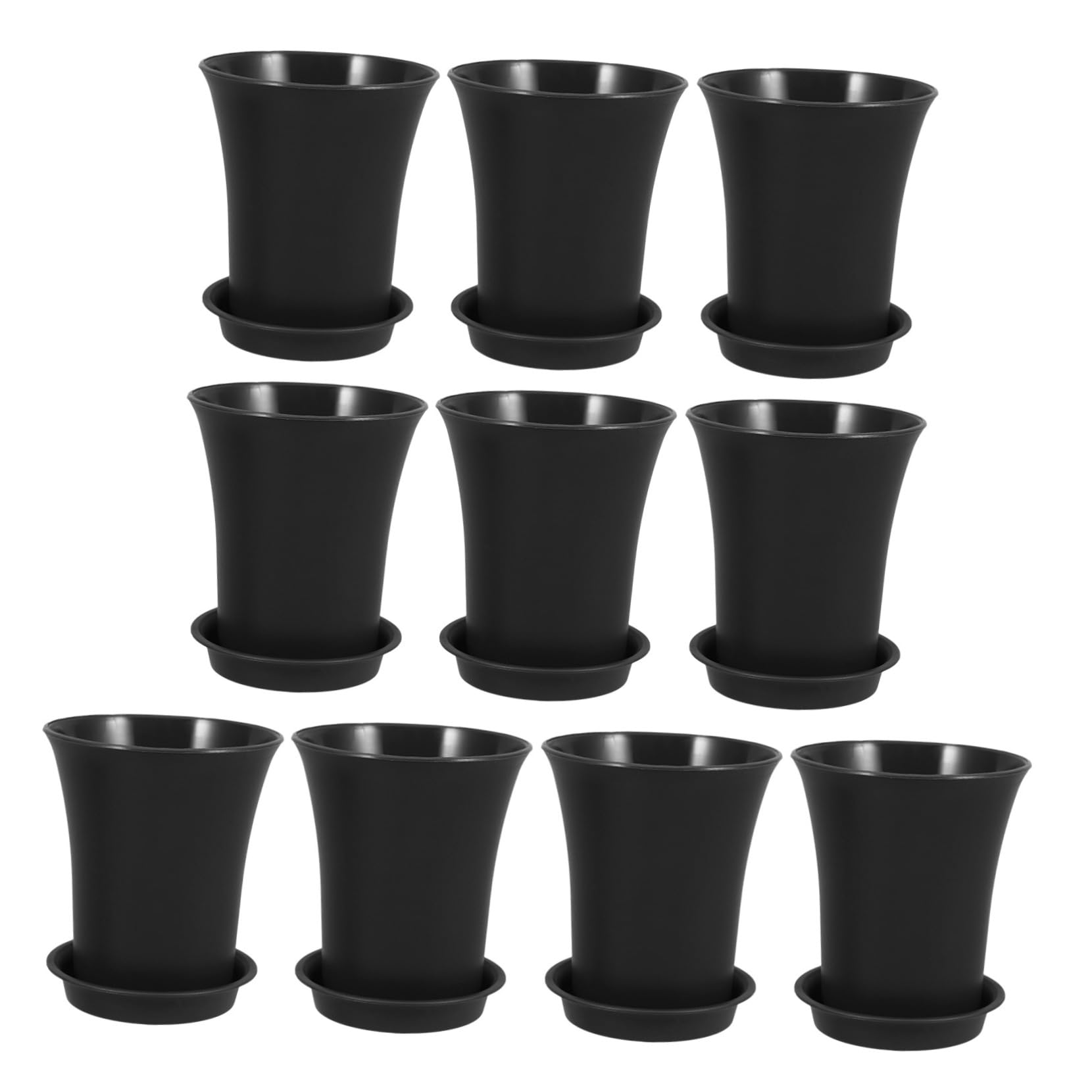 COOPHYA 10 Mini Macetas De Plástico con Orificios De Drenaje Y Platillos para Plantas De Interior Y Exterior Macetas De Vivero para Flores Suculentas Gris Oscuro 9 Cm