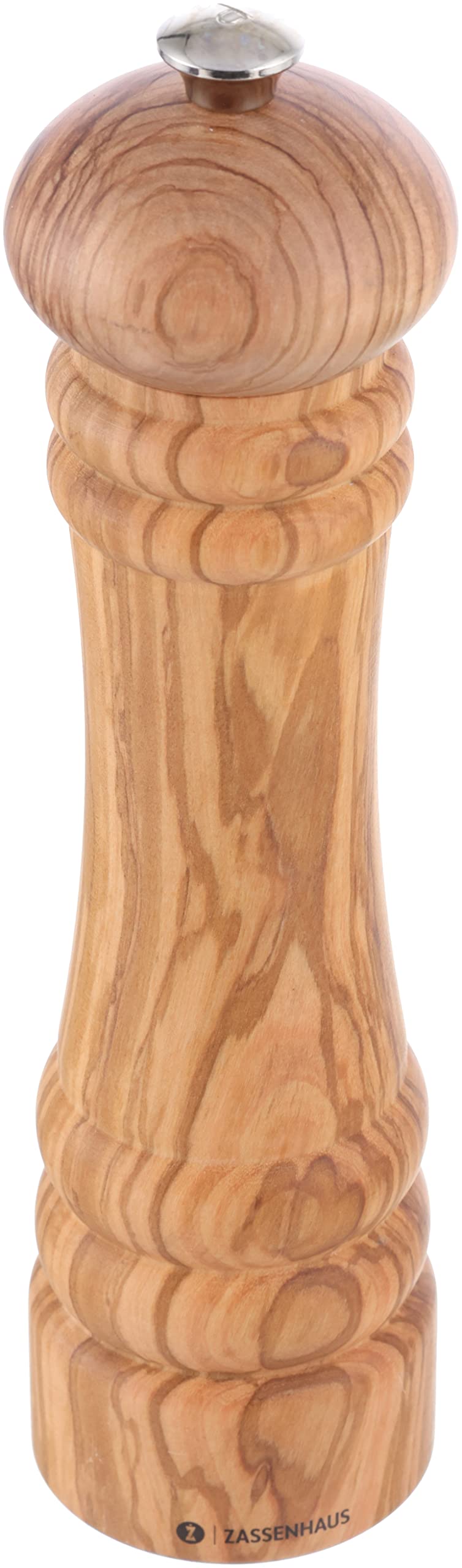 Zassenhaus Pfeffermühle BERLIN 24 cm, Olivenholz, Keramikmahlwerk | MADE IN GERMANY, 25 Jahre Garantie auf das Mahlwerk, Ø 5, 9 cm, stufenlos einstellbar, auch für Kräuter geeignet.