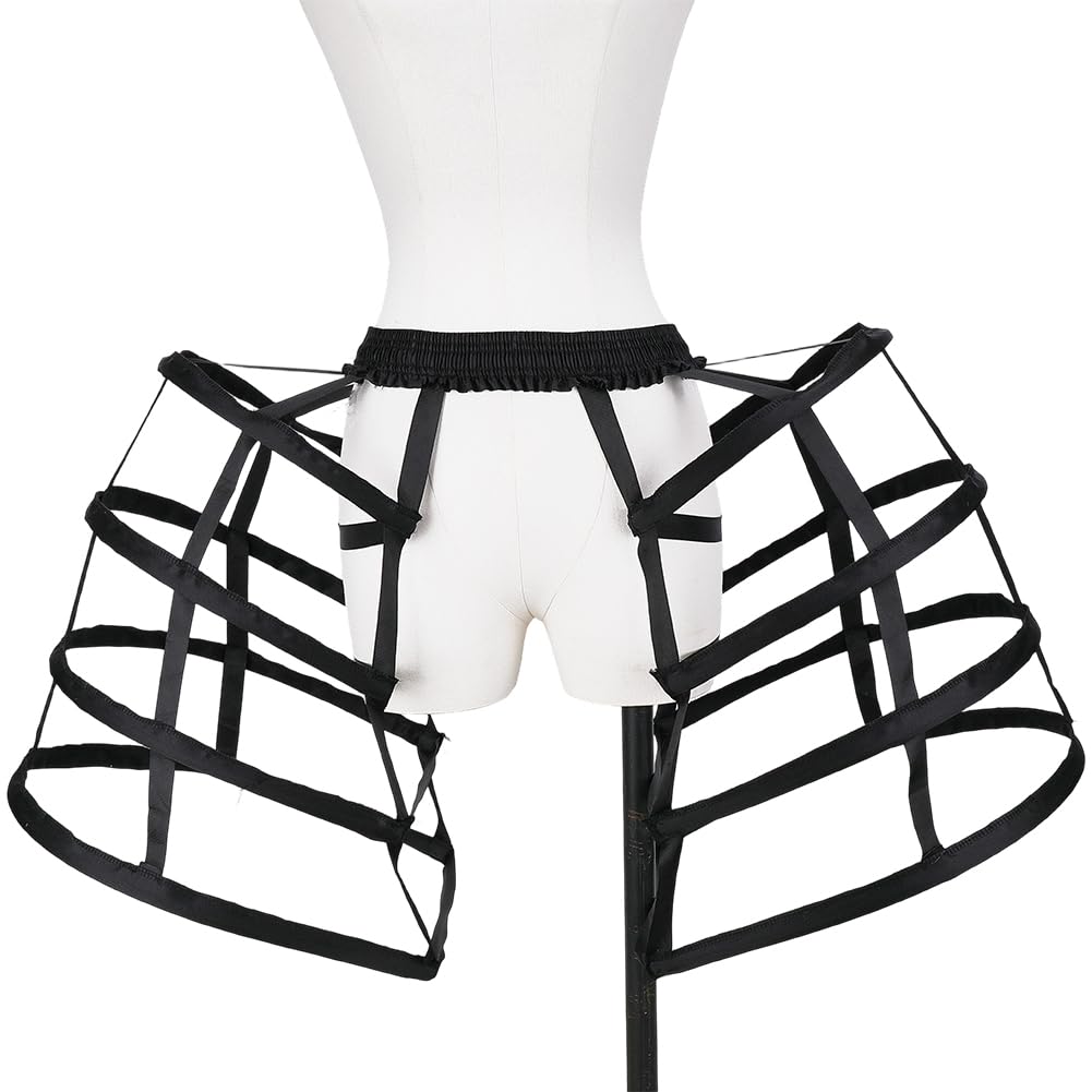 FINGERINSPIRE Gonna a Cerchio con Gabbia Larga 75cm Sottoveste Lolita con Struttura in Acciaio, Sottoveste a Gabbia per Uccelli con Elastico in Vita Accessorio per Abiti in Stile Vittoriano