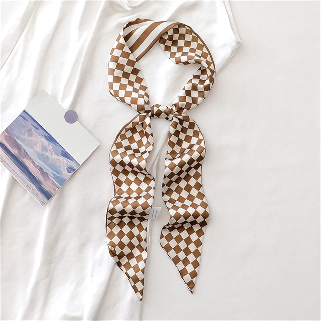 Bufanda de Mujer Bufanda Cuadrada Estampado de Corbata de Pelo Pañuelo de Seda Satinada Pañuelo de Cabeza para Mujer Bufanda de Seda de Tira Larga pequeña (C 6 * 125CM)