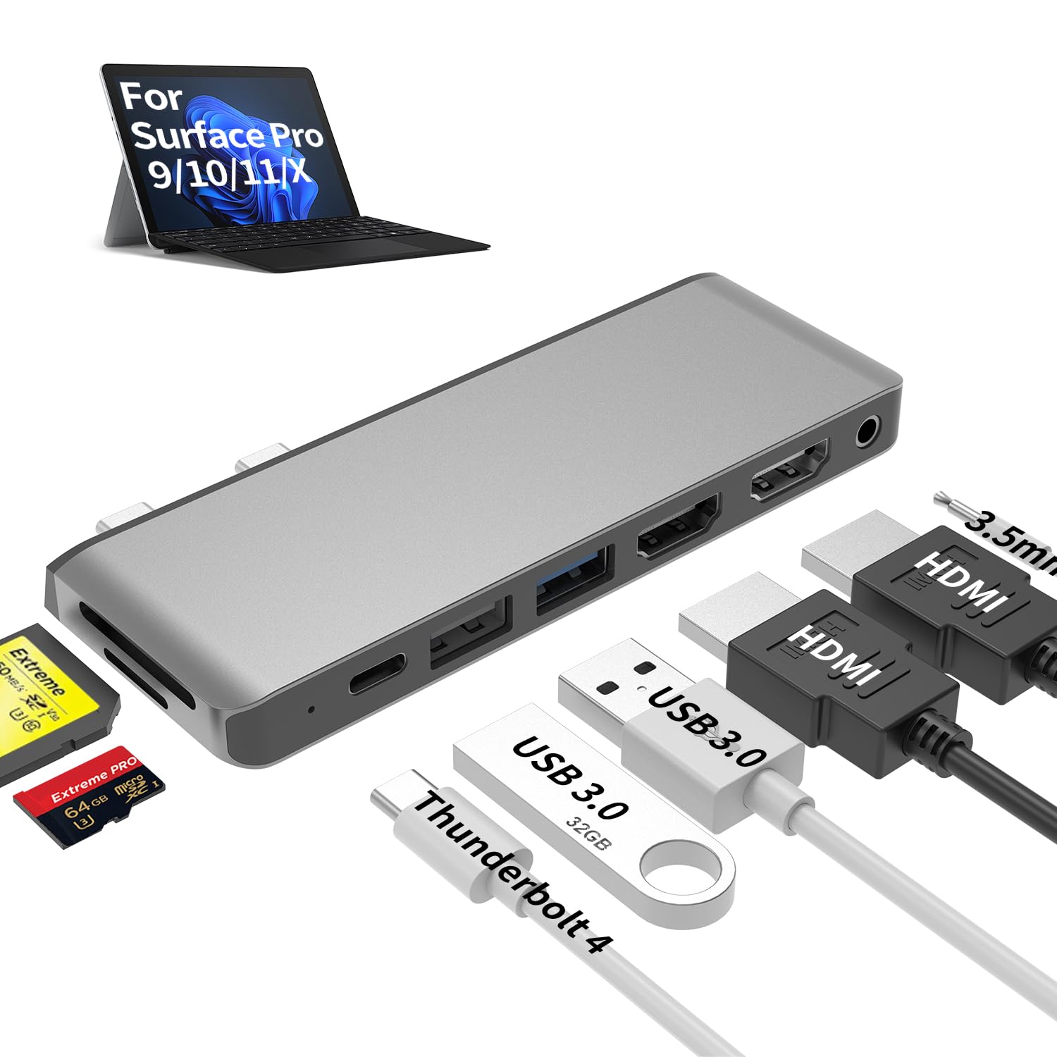 Amazon.com: Surface Pro 9/10/11/X Accessories Docking Station with
