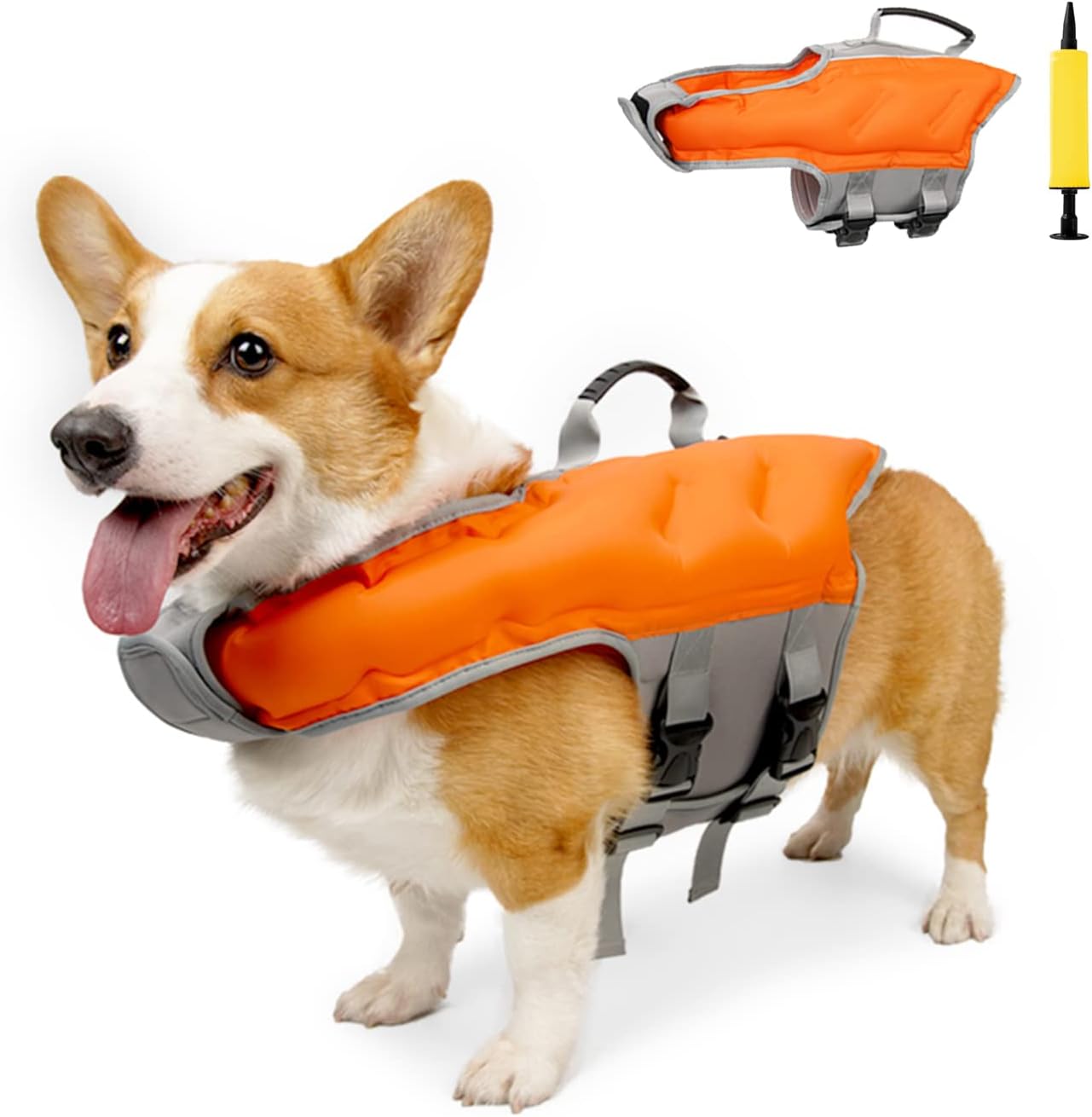 HDKUW Dog Life Jacket, Dog Inflatable Lifesaver Swimsuit with Flotation & Rescue Handle, Dog Shark Life Jackets for Boating Surfing Swimming Safety, Float Vest for Small Medium Large Dogs Hot Pink XL