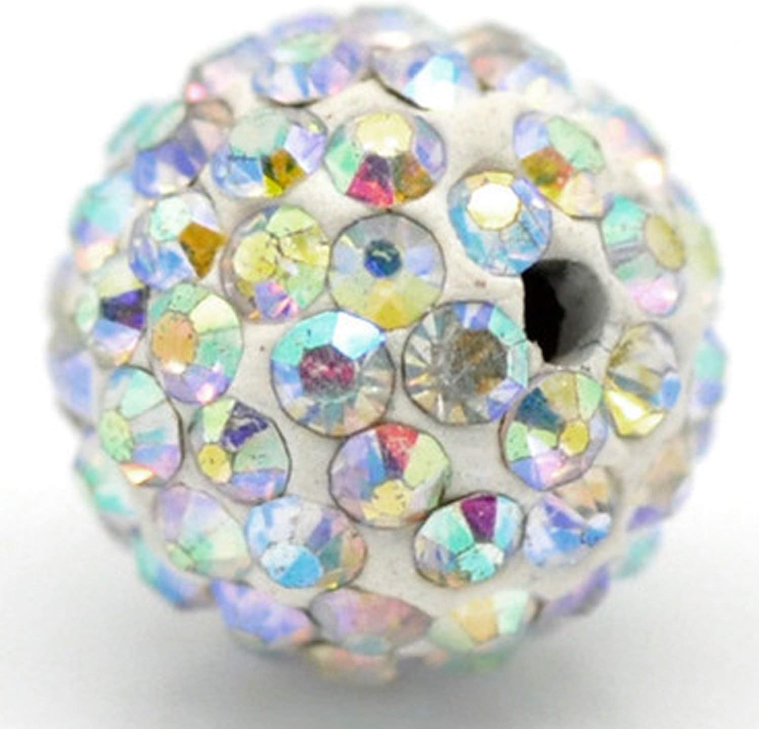 RUBYCA Pave Czech Crystal Disco Ball Clay Beads fit Shamballa Jewelry (100pcs, 8mm, White AB Crystal)