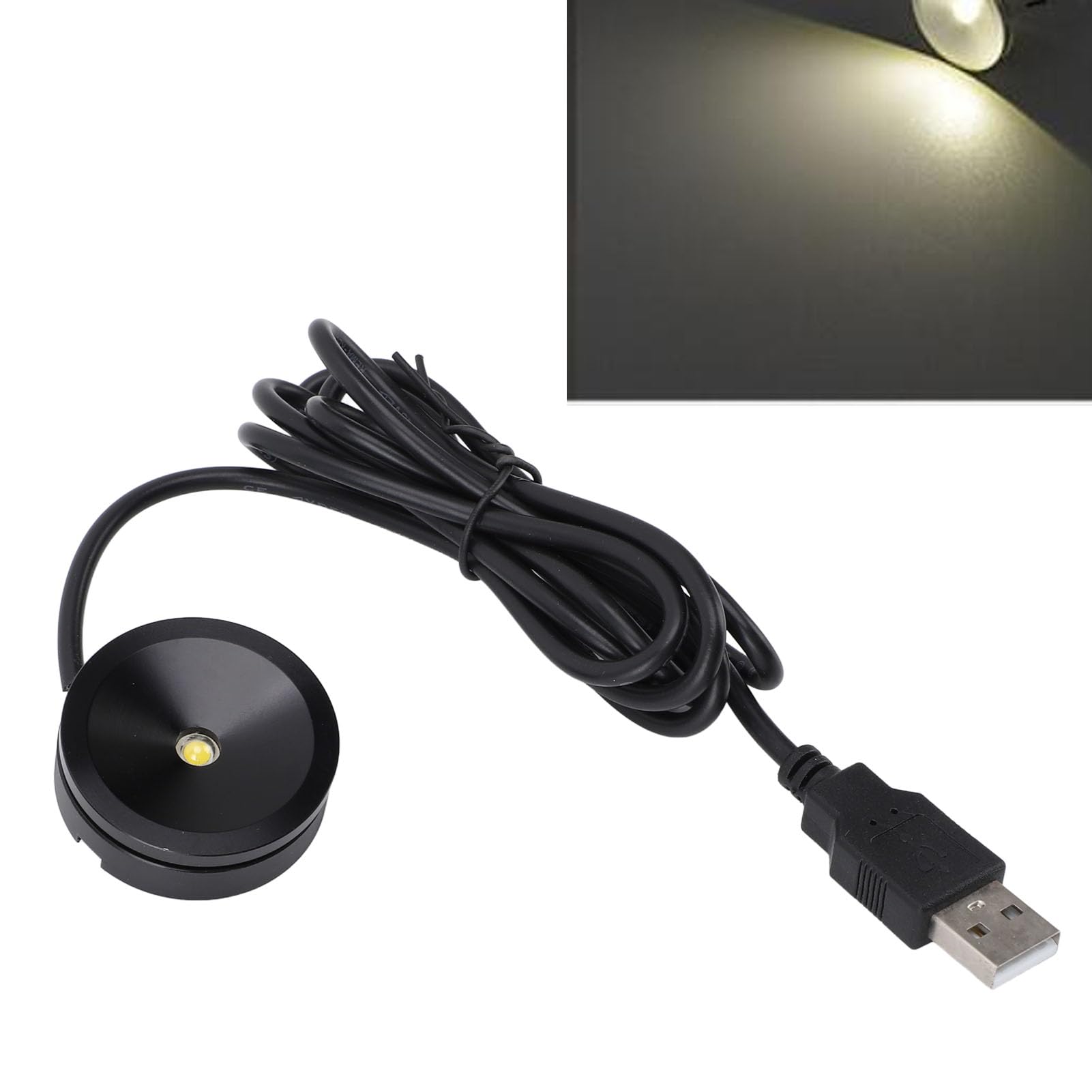 Yusat 2PCS Mini LED Spotlights Indoor Aluminum USB 5V Round LED Accent Light for Pictures Artwork Jewelry Showcase Display Cabinet (Nature Light) - Image 2