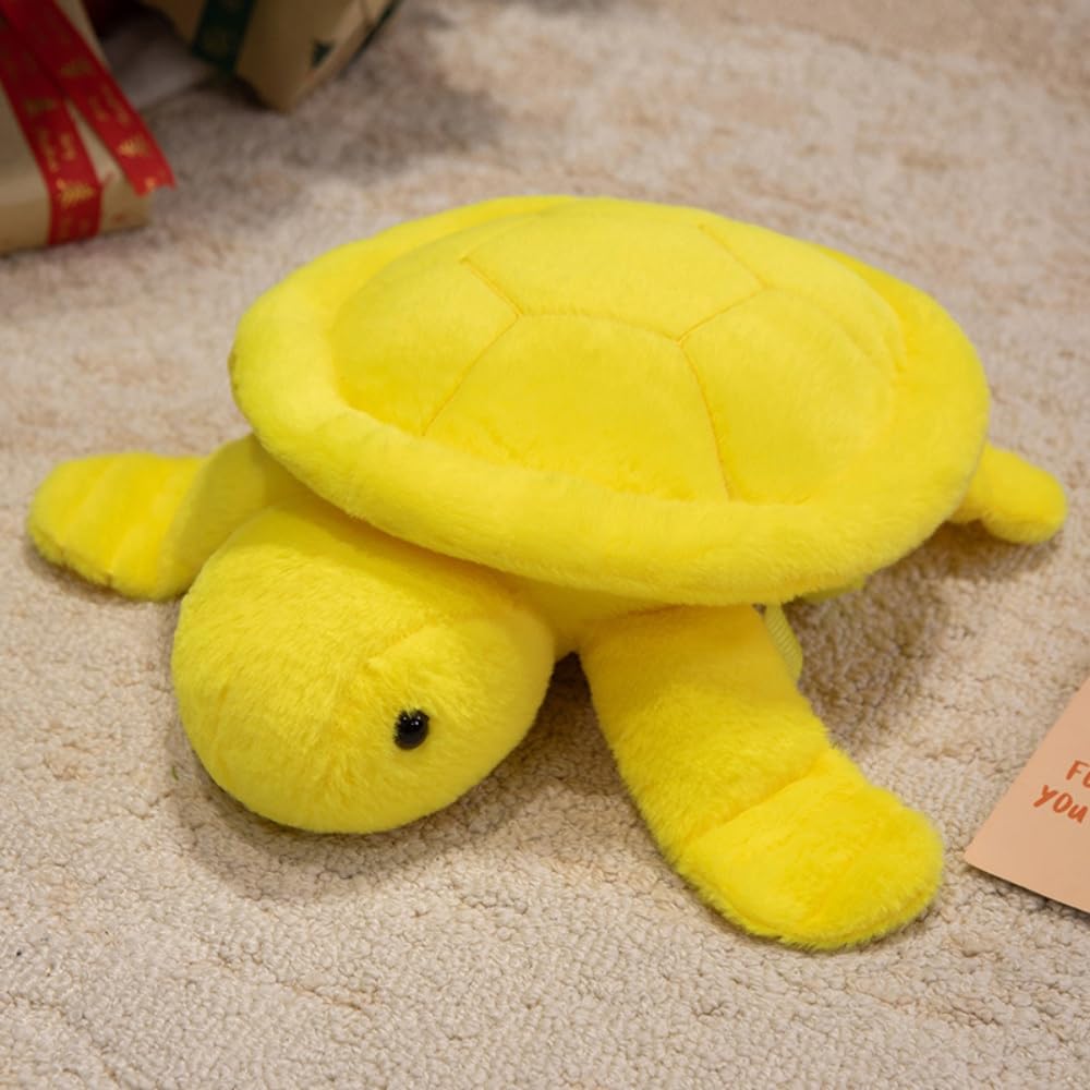 23cm Weighted Turtle Plush Toy - Soft Stuffed Animal Pillow, Yellow - Image 3