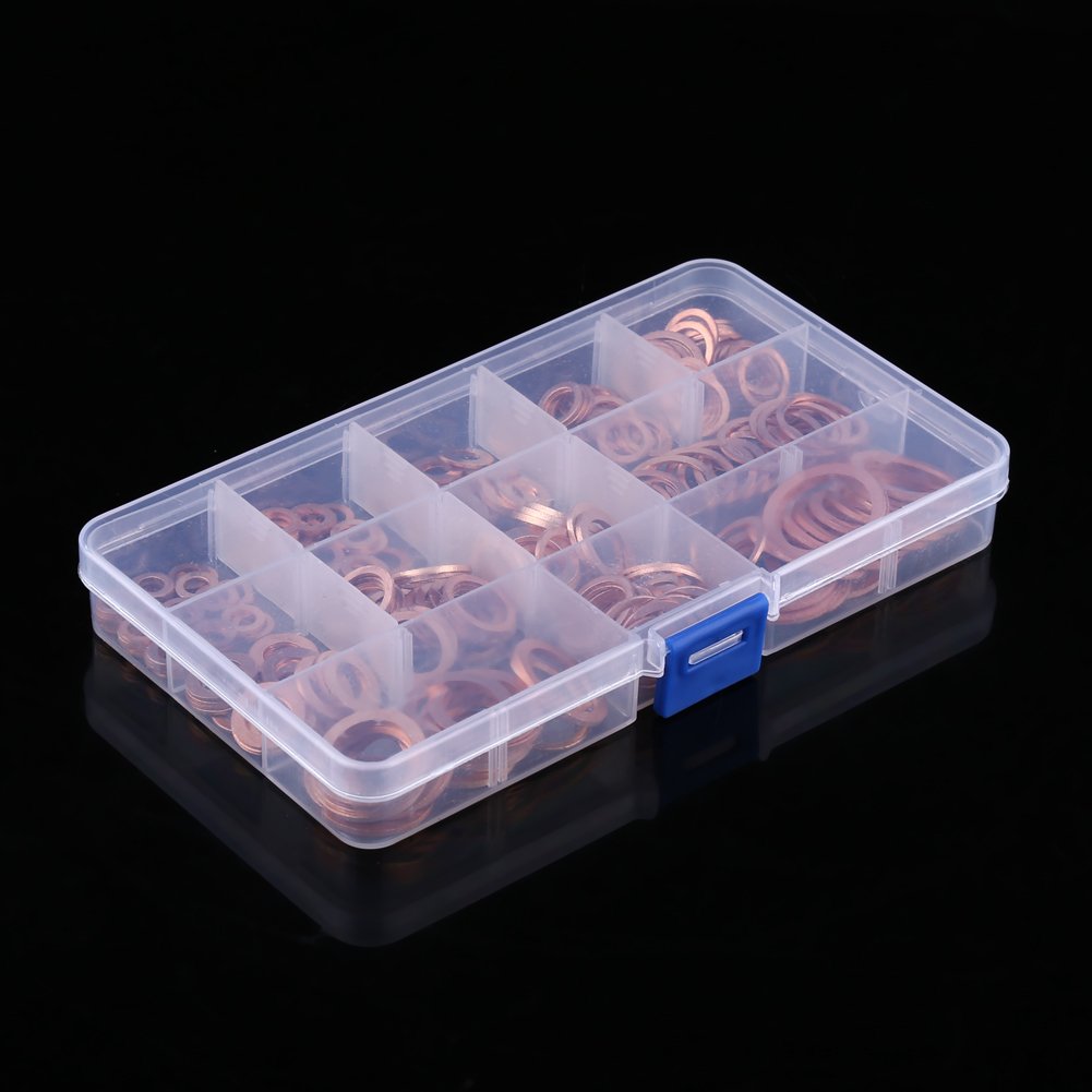 280 Pezzi Rondelle Rame, M5 M6 M8 M10 M12 M14 M16 M18 M20 M22 M26 Kit di Classificazione Metrica Guarnizione Rame Olio Anello Tenuta per Fissaggi a Vite, Sistemi Idraulici