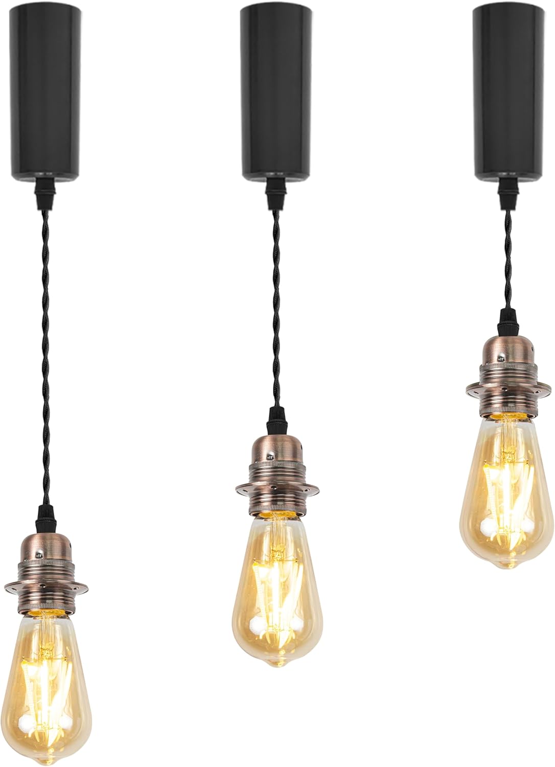 Kiven J-Type Track Lighting Pendant Adjustable Length,Industrial J Track Pendant Lights with Aluminum Holder,3-Light Track Lighting Fixture for Kitchen Island Hallway Restaurant,Copper Red