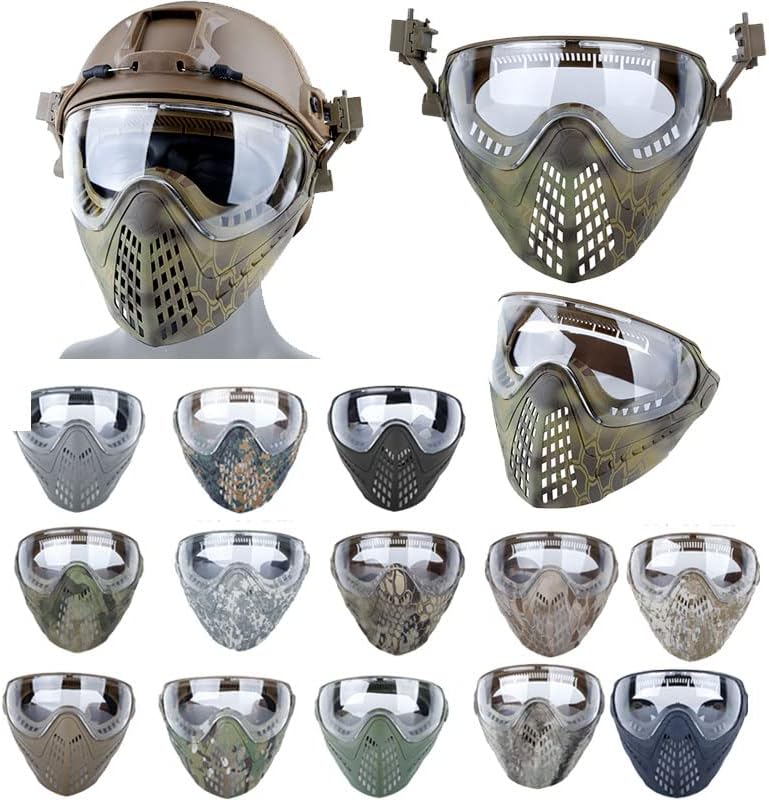 Tactical Fast Helmet Mount PC Mask with Goggles Outdoor Airsoft Paintball Shooting Sports Gear