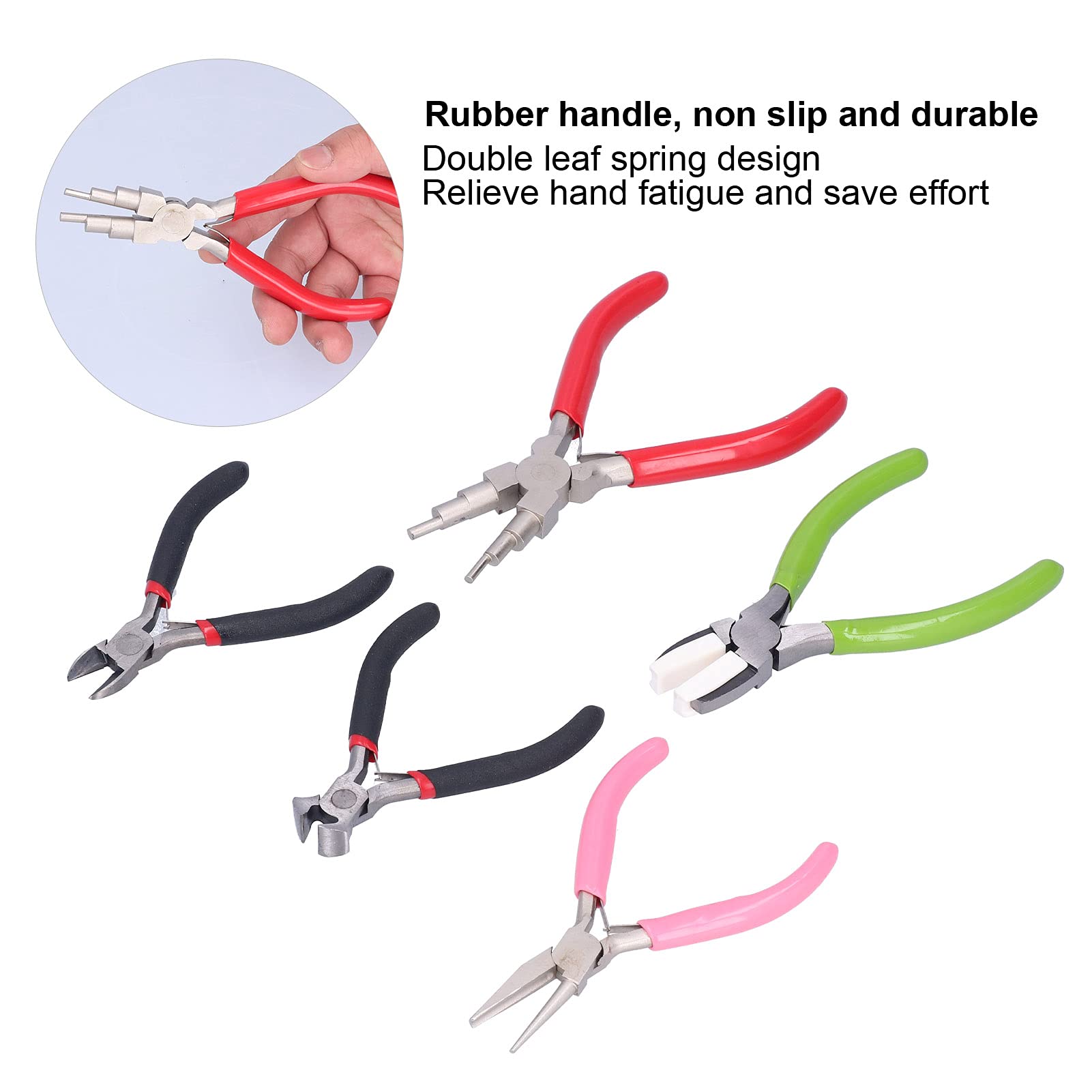 Pinze Professionali Per Gioielli Set 5 Pezzi Kit Di Attrezzi Per Avvolgimento E Crimpatura In Acciaio Ad Alto Tenore Di Carbonio Con Manico In Gomma Per Creazione Di Gioiel