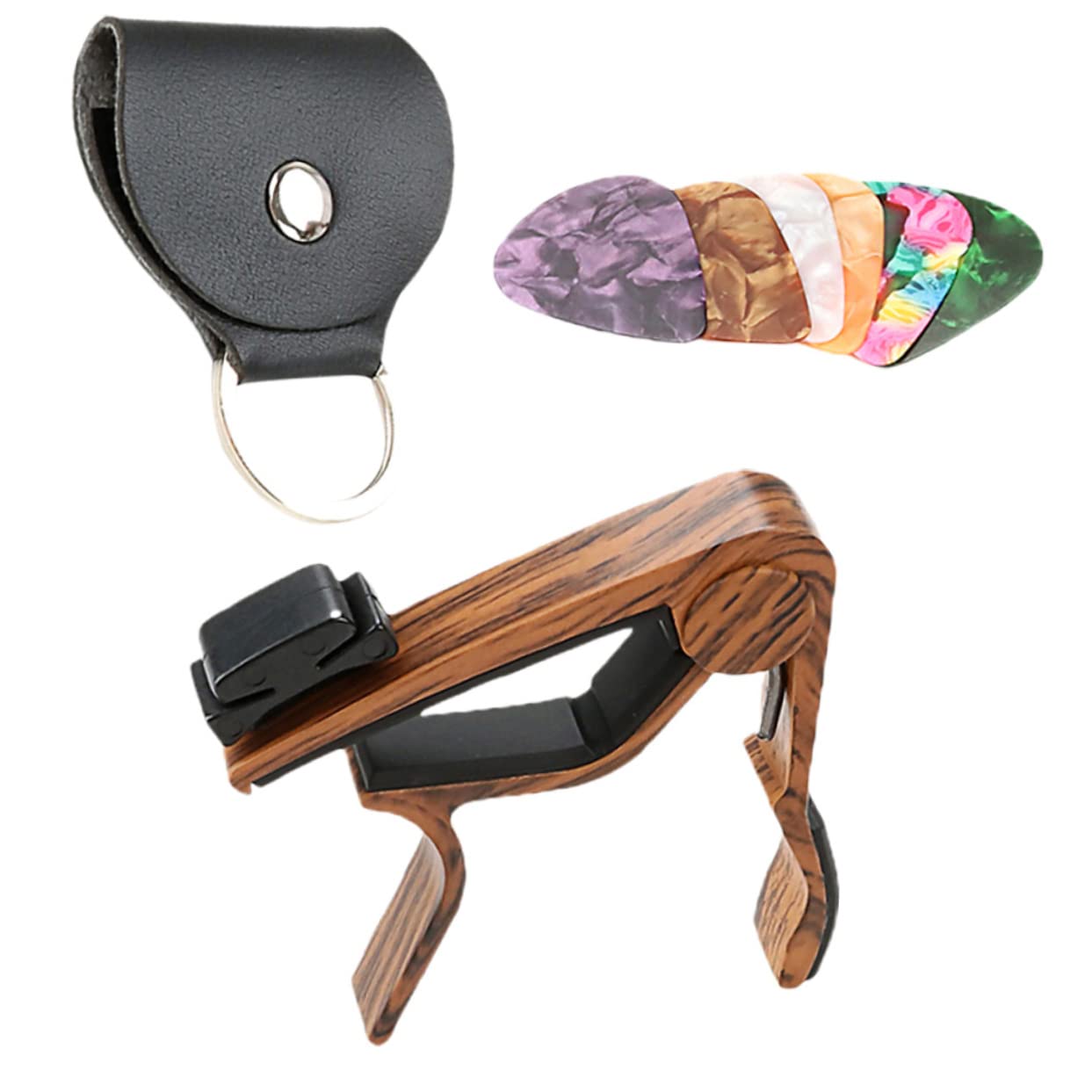 Toyvian 5sätze Gitarre Plektren Set Mit Kapodaster Teiliges Zubehörset Für Akustik Gitarre Mandoline Ukulele Bass Und Banjo Inkl Plektrenhalter Für Musiker Und Geschenkideen