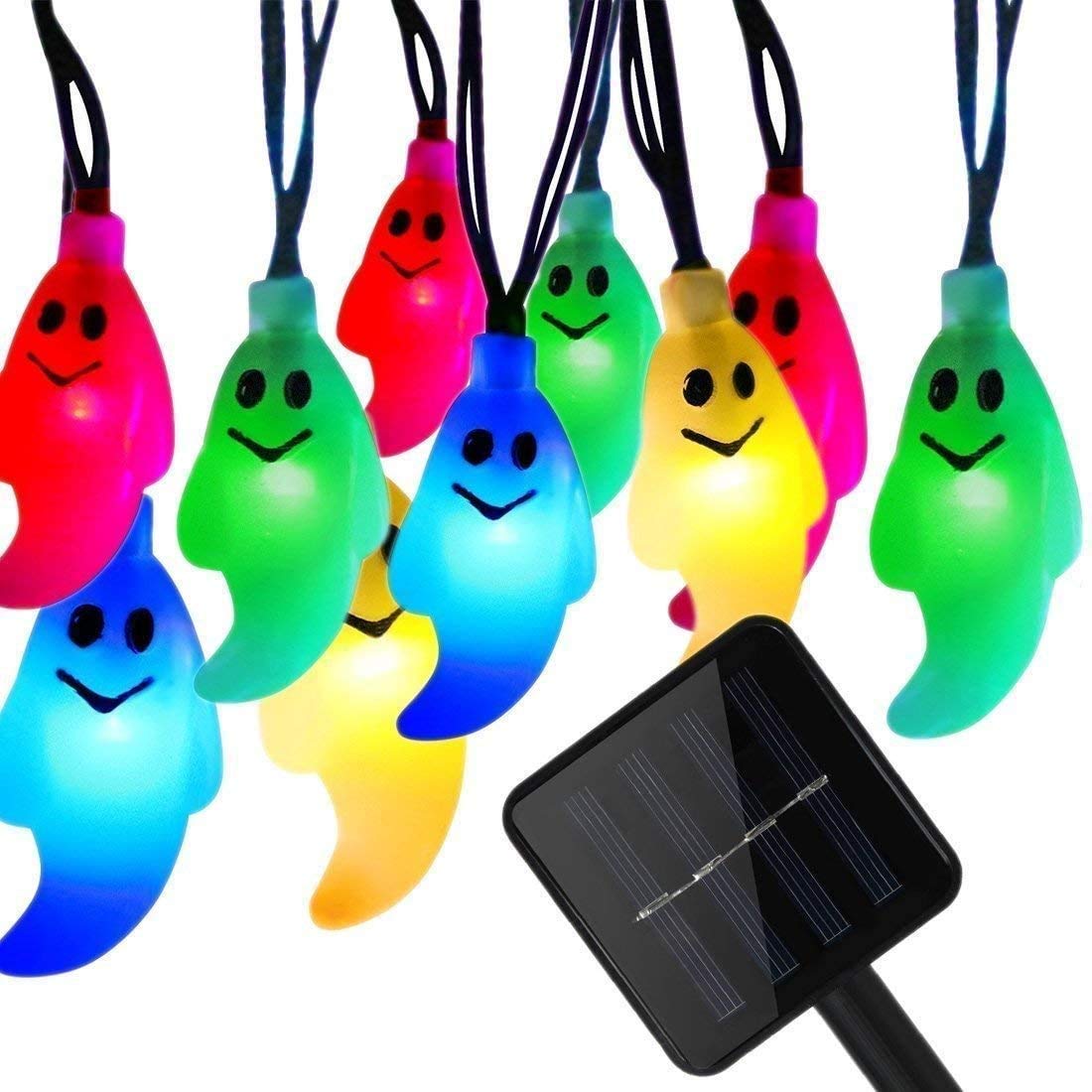 Guirnalda de luces solares fantasmas para exteriores, 32 m, 300 LED, guirnalda de luces solares de fantasma, impermeable, 8 modos para jardín y patio (multicolor)