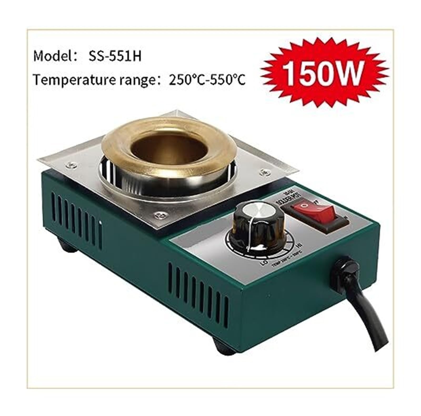 Tygiel lutowniczy, lutownica bezołowiowa z regulowaną temperaturą 150 W 200 250 300 do topienia cyny(Ss-552h 200w)