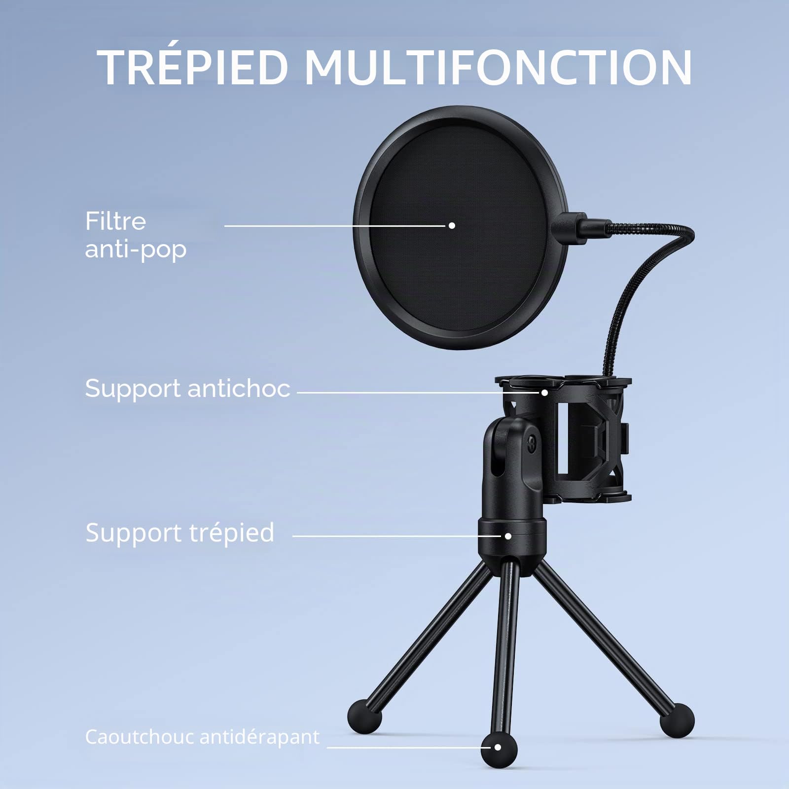TONOR Microphone USB à Cardioïde Condensateur pour PC Micro avec Trépied et Filtre Anti-Pop pour Enregistrement Vocal et Musical, Podcasting, Streaming, Gaming pour Ordinateur Windows Laptop