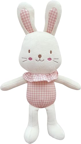 Primer amigo de algodón orgánico súper suave, juguetes de animales de peluche, edredón de conejito de peluche, almohada - Conejito con volantes de