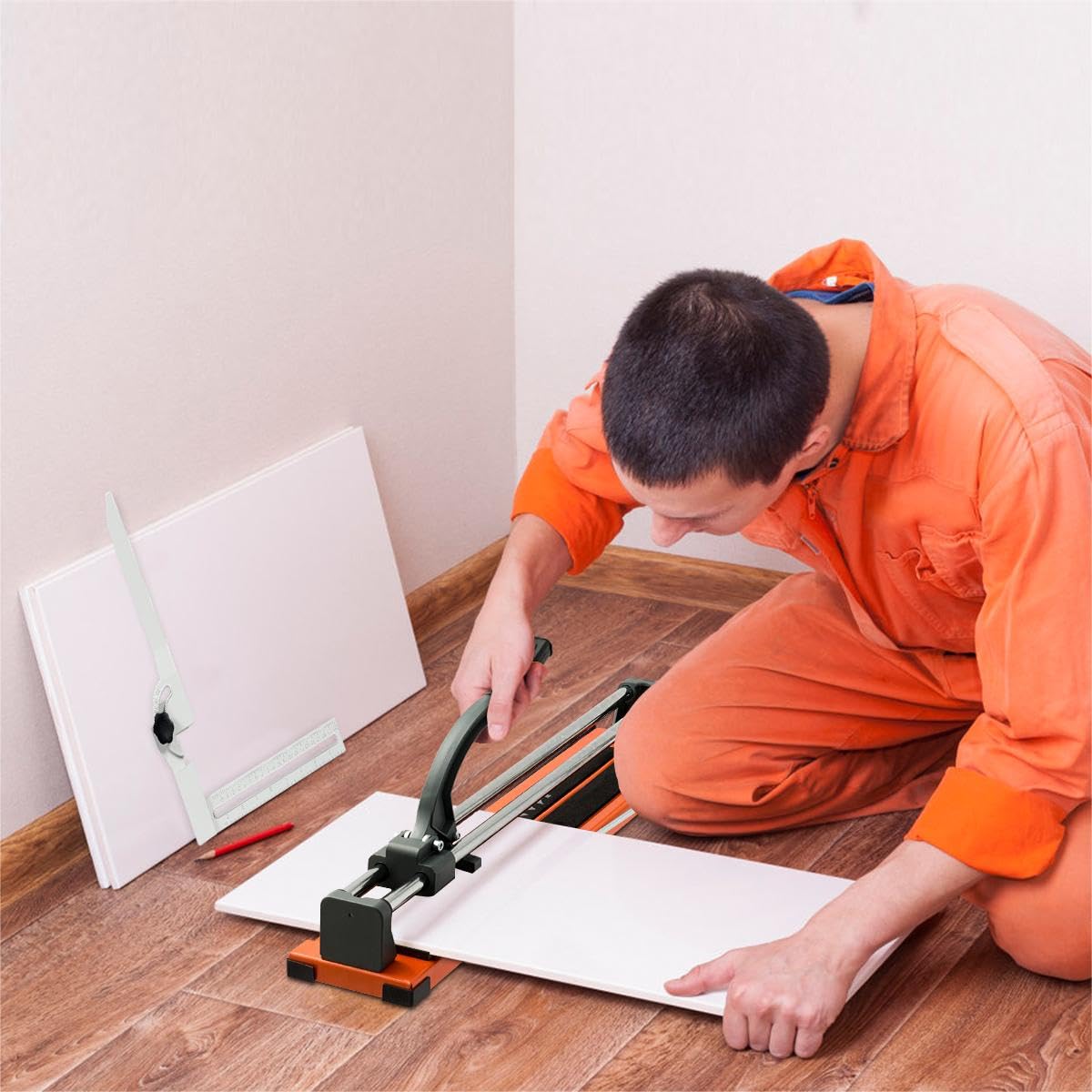 SOARS Coupe Carrelage 800 MM, Coupe Carreaux Manuel de Précision avec Butée d'Angle de 0 à 60 °, Épaisseur de Coupe 5 à 12 MM, Carrelette Sûre avec Poignée Ergonomique et Tapis Antidérapant