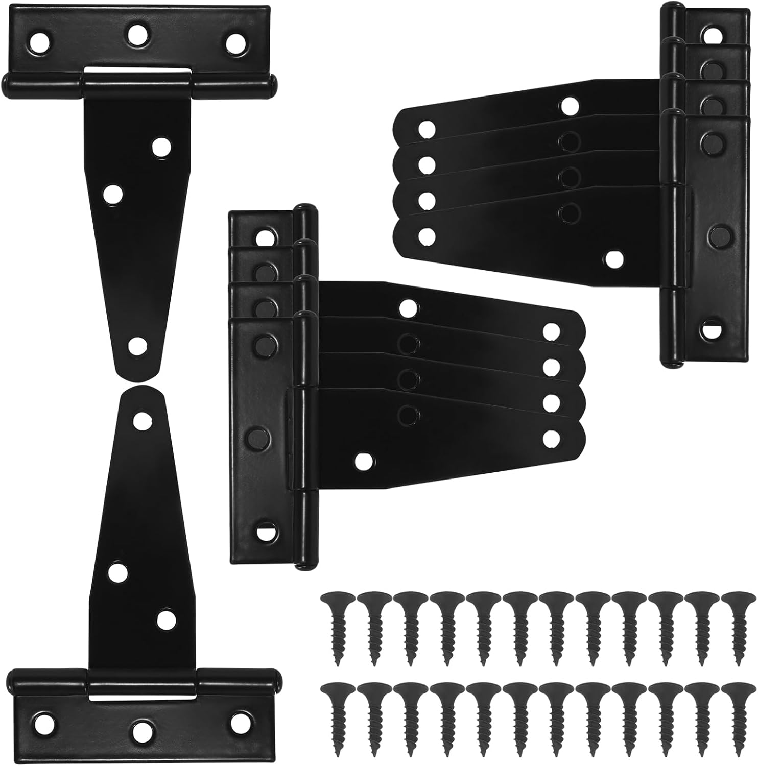 12 Pcs 3 Inch T Strap Hinges, Black Heavy Duty Tee Hinge with Screws, Carbon Steel Strap Hinge for Barn Door Fences Cabinet Gate Shutter (Galvanized Rustproof)