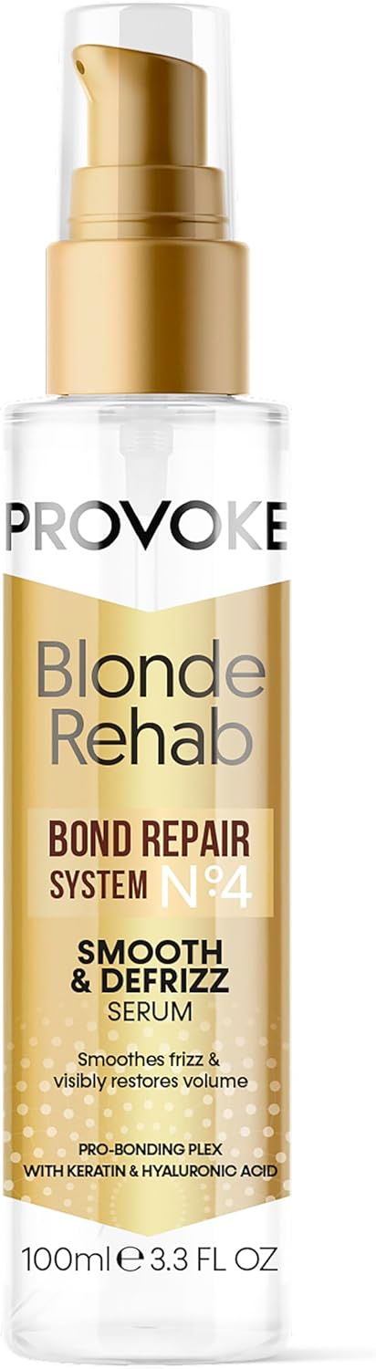 PROVOKE Blonde Rehab N0’4 Smooth and DeFrizz Bond Repair Hair Serum 100 ml, Smoothes Frizz and Restores Volume in 1 Wash with Pro Bonding Complex, Keratin and Hyaluronic Acid, for Blonde Damaged Hair