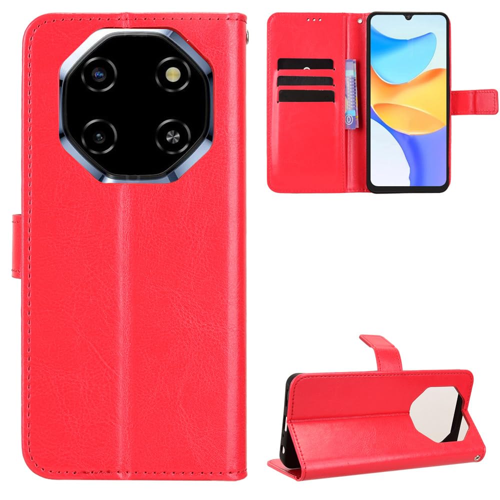 BellaCase Blackview Shark 6/Oscal Tiger 8 Case [Wallet Case] [Kickstand] [Card Slots] [Magnetic Flip Cover] Compatible with Blackview Shark 6/Oscal Tiger 8 Smartphone(Red)